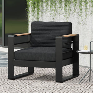 English Elm Giovanna Slatted Aluminum Outdoor Club Chair with Resort Style and Weather Resistant Cushions N776P449941B