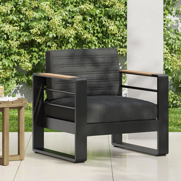 English Elm Giovanna Slatted Aluminum Outdoor Club Chair with Resort Style and Weather Resistant Cushions N776P449941B