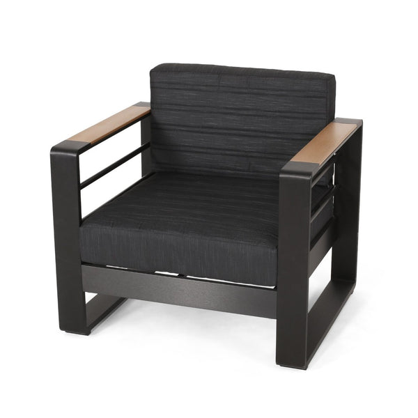 English Elm Giovanna Slatted Aluminum Outdoor Club Chair with Resort Style and Weather Resistant Cushions N776P449941B