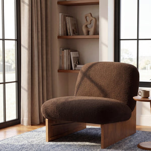 English Elm Arnold Mid-century Modern Upholstered Accent Chair Padded Seat for Living Room Nook Brown N776P451297B