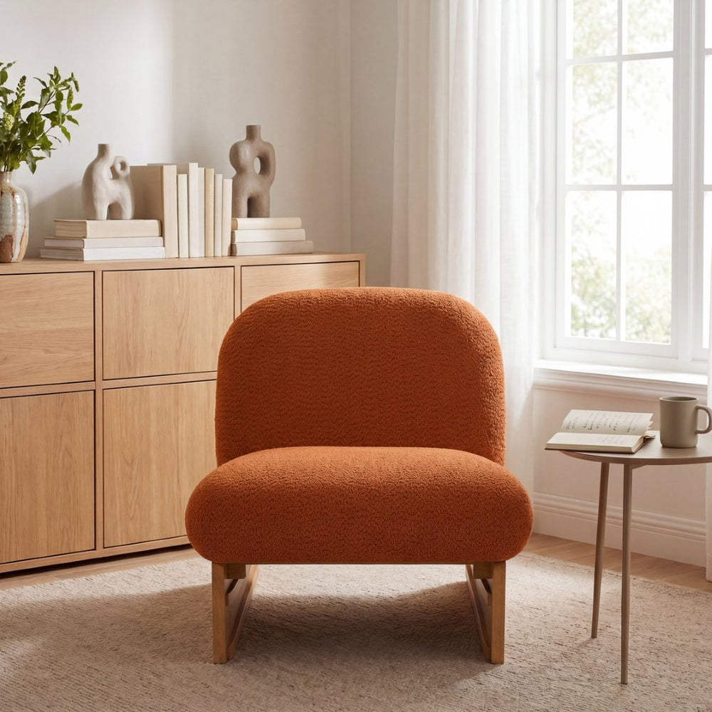 English Elm Arnold Mid-century Modern Upholstered Accent Chair Padded Seat for Living Room Nook Pumpkin Orange N776P451297O