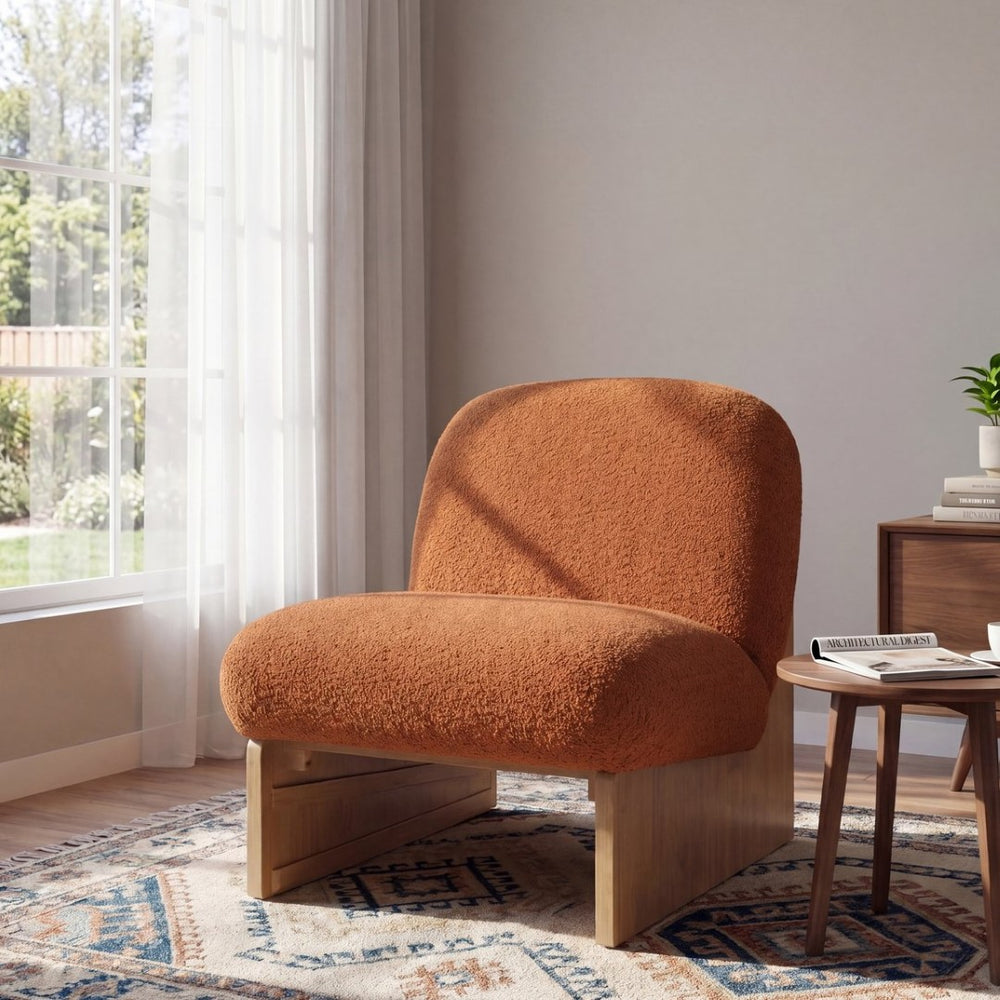 English Elm Arnold Mid-century Modern Upholstered Accent Chair Padded Seat for Living Room Nook Pumpkin Orange N776P451297O