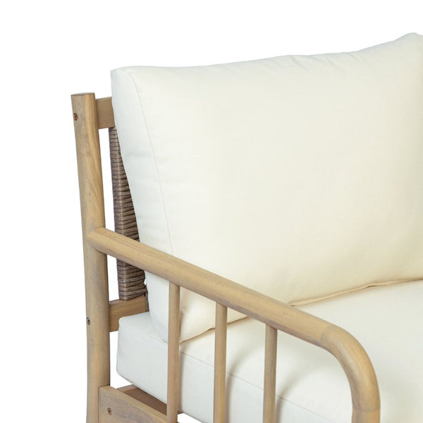 English Elm Porto Outdoor Acacia Wood Armchairs with Woven PE Rattan Back and Padded Cushions N776P454932L-2