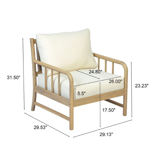 English Elm Porto Outdoor Acacia Wood Armchairs with Woven PE Rattan Back and Padded Cushions N776P454932L-2