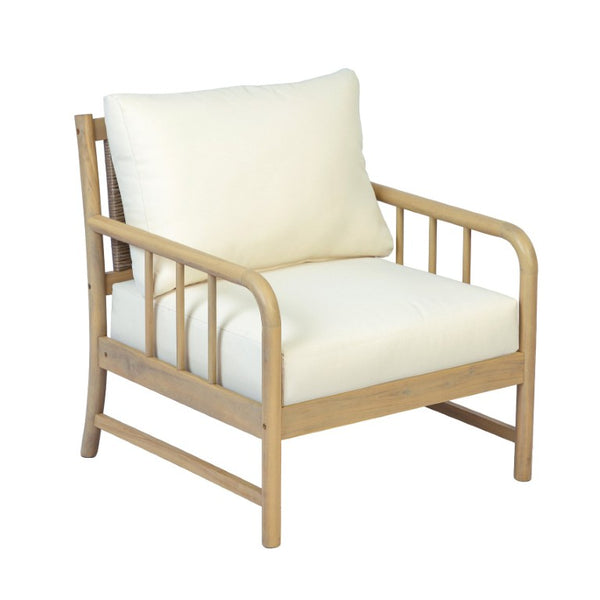 English Elm Porto Outdoor Acacia Wood Armchairs with Woven PE Rattan Back and Padded Cushions N776P454932L-2