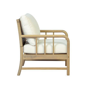 English Elm Porto Outdoor Acacia Wood Armchairs with Woven PE Rattan Back and Padded Cushions N776P454932L-2