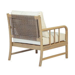 English Elm Porto Outdoor Acacia Wood Armchairs with Woven PE Rattan Back and Padded Cushions N776P454932L-2