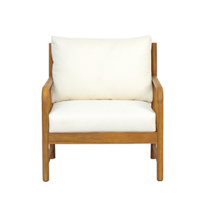 English Elm Porto Outdoor Acacia Wood Armchair with Woven PE Rattan Back and Cushioned Seat Teak 2 Pieces N776P454932T-2