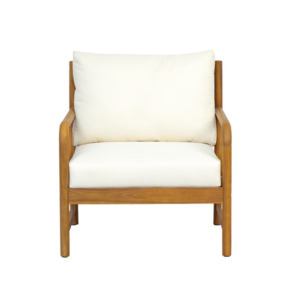 English Elm Porto Outdoor Acacia Wood Armchair with Woven PE Rattan Back and Cushioned Seat Teak 2 Pieces N776P454932T-2