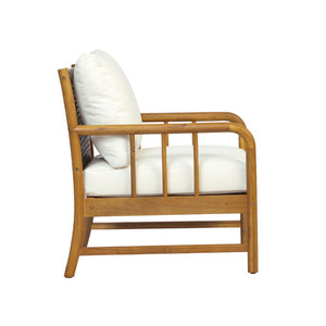 English Elm Porto Outdoor Acacia Wood Armchair with Woven PE Rattan Back and Cushioned Seat Teak 2 Pieces N776P454932T-2