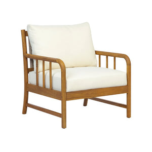 English Elm Porto Solid Acacia Patio Armchair with Woven PE Rattan Back and Cushioned Seat N776P454932T
