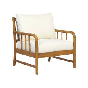 English Elm Porto Solid Acacia Patio Armchair with Woven PE Rattan Back and Cushioned Seat N776P454932T