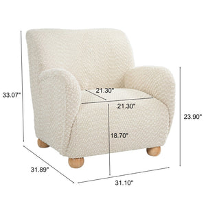 English Elm Nell Boucle Upholstered Accent Chair with Curved Arms and Rubberwood Legs for Living Room Apricot N776P455891A