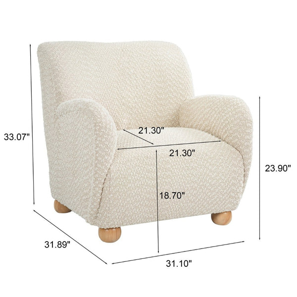 English Elm Nell Boucle Upholstered Accent Chair with Curved Arms and Rubberwood Legs for Living Room Apricot N776P455891A