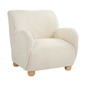 English Elm Nell Boucle Upholstered Accent Chair with Curved Arms and Rubberwood Legs for Living Room Apricot N776P455891A