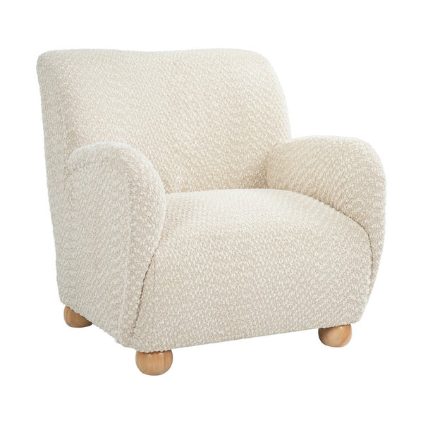 English Elm Nell Boucle Upholstered Accent Chair with Curved Arms and Rubberwood Legs for Living Room Apricot N776P455891A