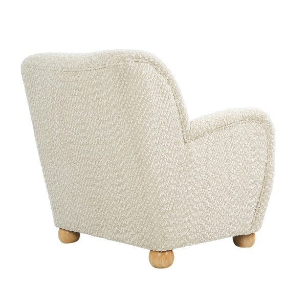 English Elm Nell Boucle Upholstered Accent Chair with Curved Arms and Rubberwood Legs for Living Room Apricot N776P455891A