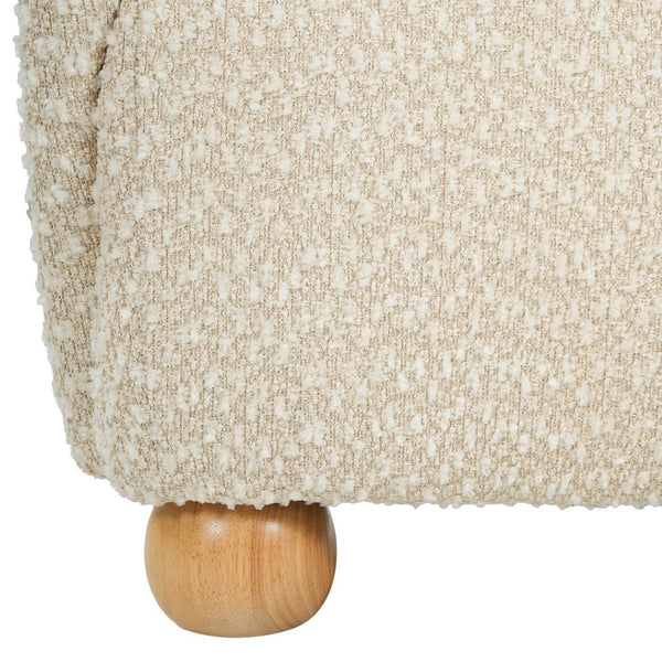 English Elm Nell Boucle Upholstered Accent Chair with Curved Arms and Rubberwood Legs for Living Room Apricot N776P455891A