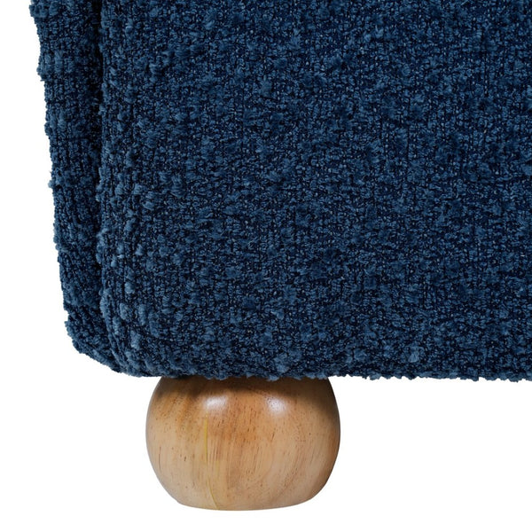 English Elm Nell Boucle Upholstered Accent Chair with Curved Arms and Rubberwood Legs for Living Room Blue N776P455891B