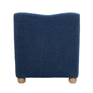 English Elm Nell Boucle Upholstered Accent Chair with Curved Arms and Rubberwood Legs for Living Room Blue N776P455891B