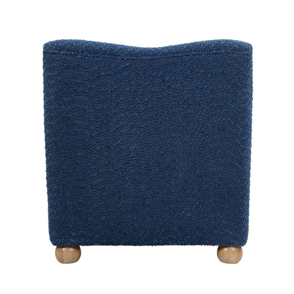 English Elm Nell Boucle Upholstered Accent Chair with Curved Arms and Rubberwood Legs for Living Room Blue N776P455891B