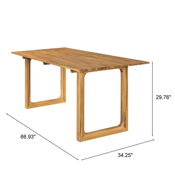English Elm Mykonos Outdoor Solid Acacia Dining Table with Slatted Top and Sled Legs for Patio N776P466782N