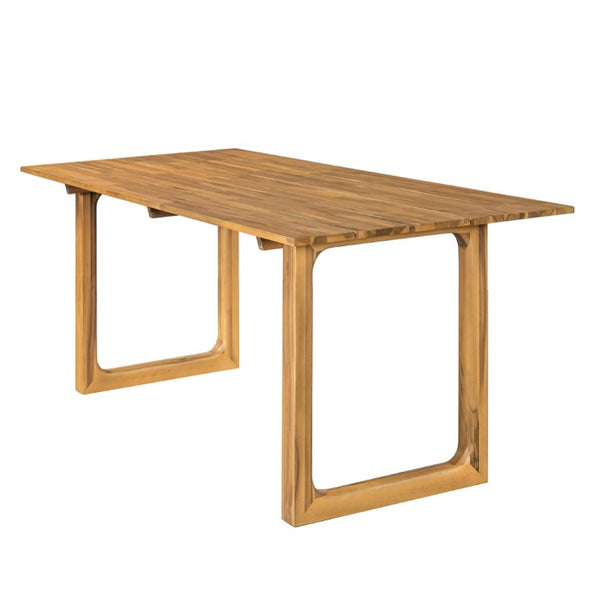 English Elm Mykonos Outdoor Solid Acacia Dining Table with Slatted Top and Sled Legs for Patio N776P466782N