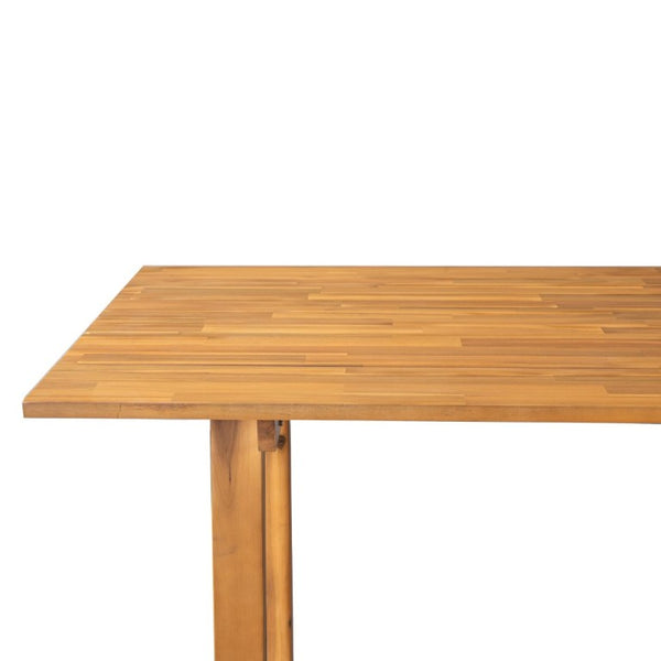 English Elm Mykonos Outdoor Solid Acacia Dining Table with Slatted Top and Sled Legs for Patio N776P466782N