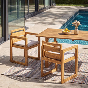 English Elm Patio Acacia Wood Outdoor Dining Chairs Set of 2 Mid-Century Slatted Sled Leg Design N776P466783N