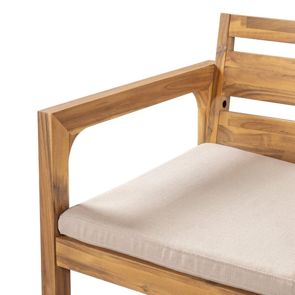 English Elm Patio Acacia Wood Outdoor Dining Chairs Set of 2 Mid-Century Slatted Sled Leg Design N776P466783N