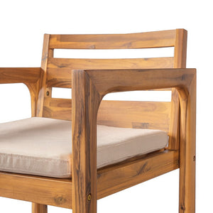 English Elm Patio Acacia Wood Outdoor Dining Chairs Set of 2 Mid-Century Slatted Sled Leg Design N776P466783N