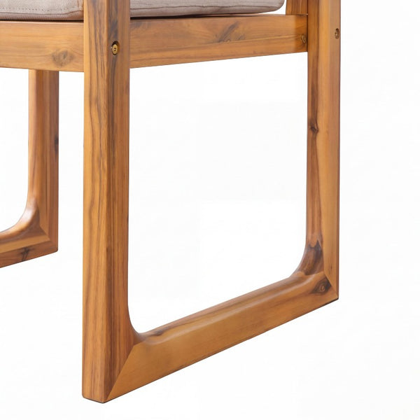 English Elm Patio Acacia Wood Outdoor Dining Chairs Set of 2 Mid-Century Slatted Sled Leg Design N776P466783N