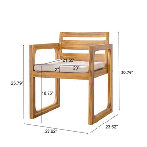 English Elm Patio Acacia Wood Outdoor Dining Chairs Set of 2 Mid-Century Slatted Sled Leg Design N776P466783N