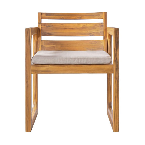 English Elm Patio Acacia Wood Outdoor Dining Chairs Set of 2 Mid-Century Slatted Sled Leg Design N776P466783N