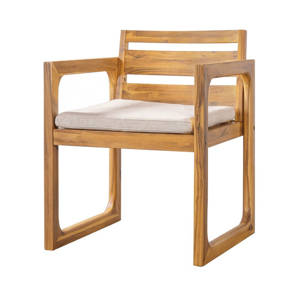 English Elm Patio Acacia Wood Outdoor Dining Chairs Set of 2 Mid-Century Slatted Sled Leg Design N776P466783N