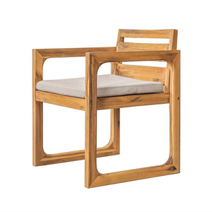 English Elm Patio Acacia Wood Outdoor Dining Chairs Set of 2 Mid-Century Slatted Sled Leg Design N776P466783N