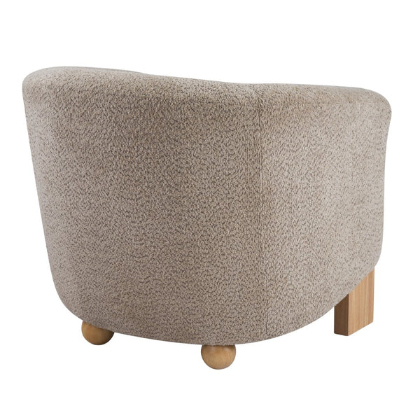 English Elm Boucle Textured Accent Chair with Rubberwood Legs for Living Room or Bedroom Light Brown/Natural N776P469088B