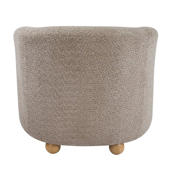 English Elm Boucle Textured Accent Chair with Rubberwood Legs for Living Room or Bedroom Light Brown/Natural N776P469088B