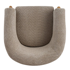English Elm Boucle Textured Accent Chair with Rubberwood Legs for Living Room or Bedroom Light Brown/Natural N776P469088B