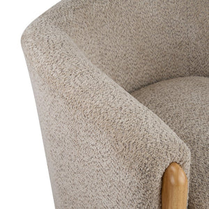 English Elm Boucle Textured Accent Chair with Rubberwood Legs for Living Room or Bedroom Light Brown/Natural N776P469088B