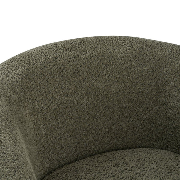 English Elm Boucle Textured Accent Chair with Rubberwood Legs for Living Room or Bedroom Natural/Olive Green N776P469088G