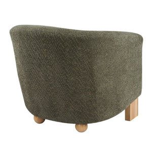 English Elm Boucle Textured Accent Chair with Rubberwood Legs for Living Room or Bedroom Natural/Olive Green N776P469088G
