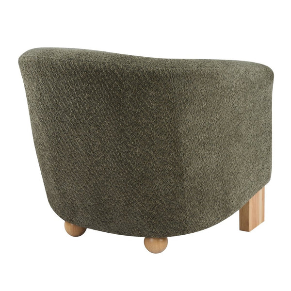 English Elm Boucle Textured Accent Chair with Rubberwood Legs for Living Room or Bedroom Natural/Olive Green N776P469088G