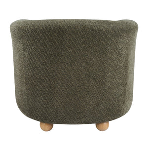English Elm Boucle Textured Accent Chair with Rubberwood Legs for Living Room or Bedroom Natural/Olive Green N776P469088G