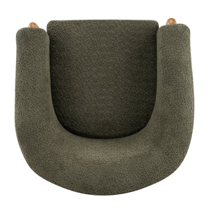 English Elm Boucle Textured Accent Chair with Rubberwood Legs for Living Room or Bedroom Natural/Olive Green N776P469088G