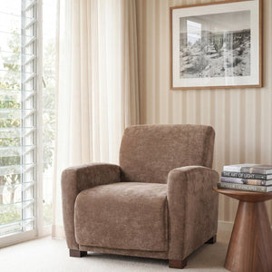 English Elm Aurora Upholstered Accent Armchair Tailored Cushioning for Reading Nooks and Bedroom Corners Brown N776P469982B