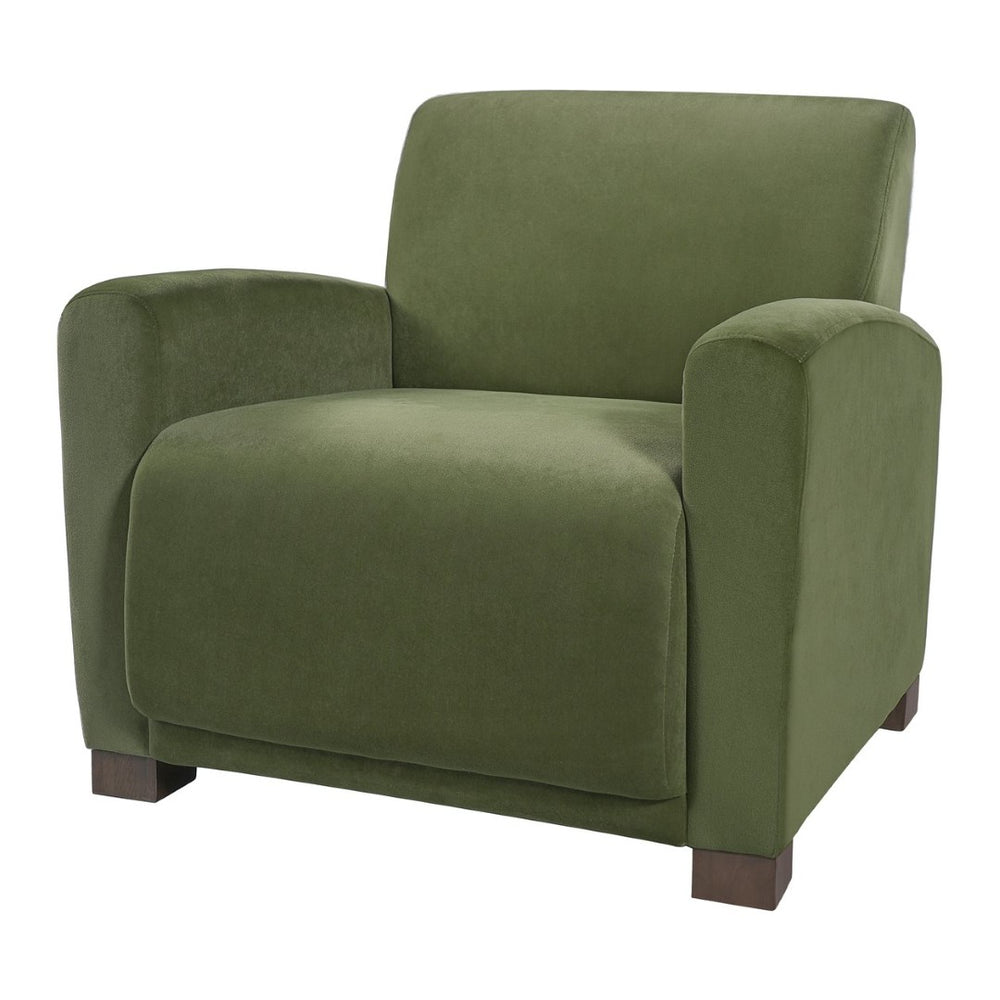English Elm Aurora Upholstered Accent Armchair Tailored Cushioning for Reading Nooks and Bedroom Corners Olive Green N776P469982G