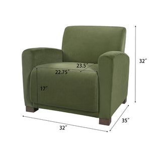 English Elm Aurora Upholstered Accent Armchair Tailored Cushioning for Reading Nooks and Bedroom Corners Olive Green N776P469982G