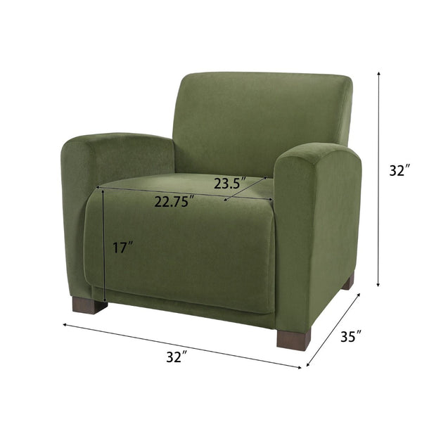 English Elm Aurora Upholstered Accent Armchair Tailored Cushioning for Reading Nooks and Bedroom Corners Olive Green N776P469982G