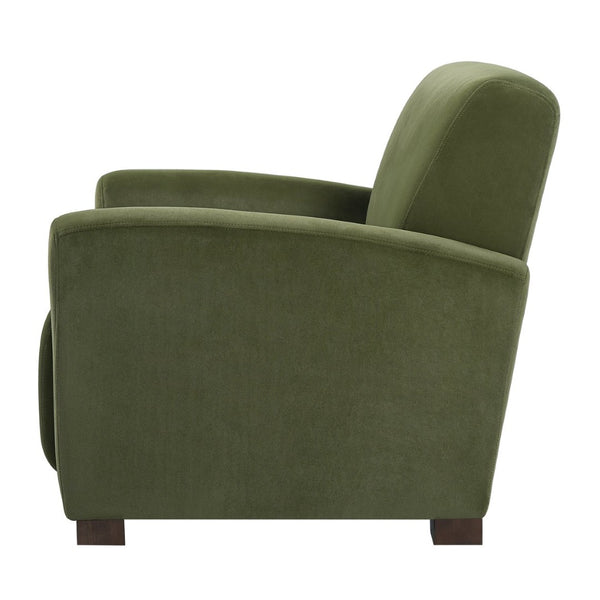 English Elm Aurora Upholstered Accent Armchair Tailored Cushioning for Reading Nooks and Bedroom Corners Olive Green N776P469982G
